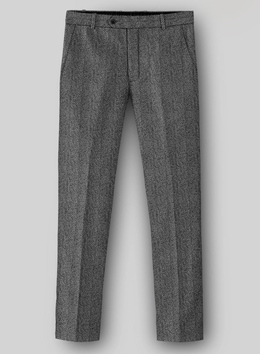 Sartori Teobaldo Gray Herringbone Soft Tweed Pants - StudioSuits