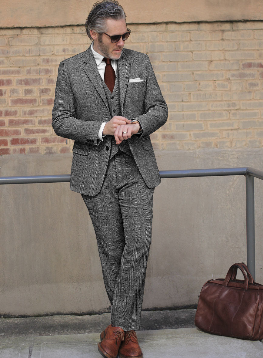 Sartori Teobaldo Gray Herringbone Soft Tweed Suit - StudioSuits