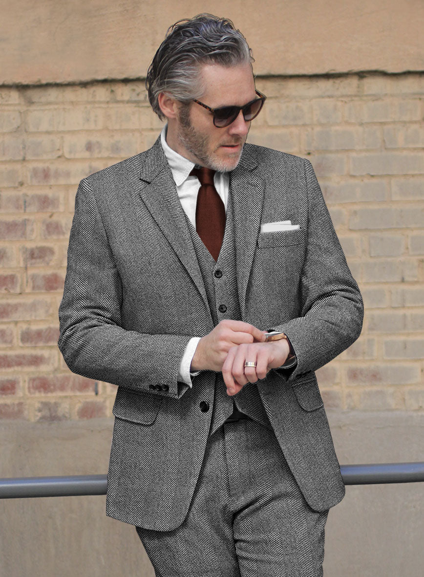 Sartori Teobaldo Gray Herringbone Soft Tweed Suit - StudioSuits