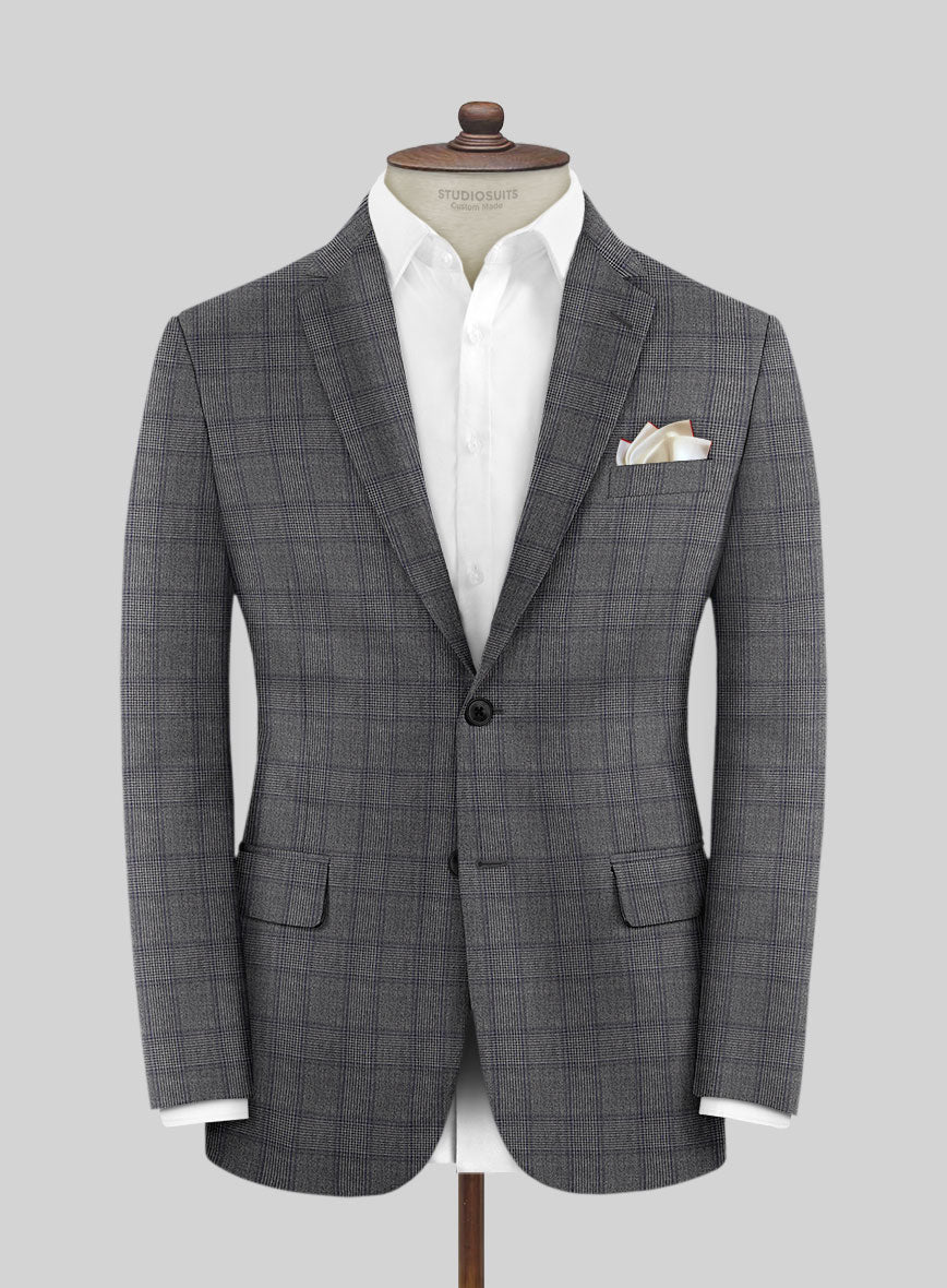 Scabal Algen Glen Gray Wool Jacket - StudioSuits