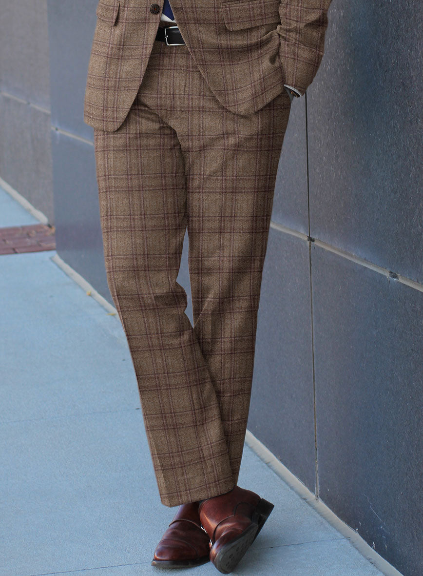 Scabal Amber Brown Wool Pants - StudioSuits