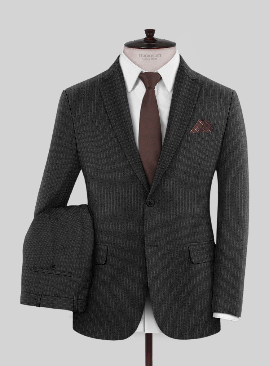 Scabal Amraso Stripe Charcoal Wool Suit - StudioSuits