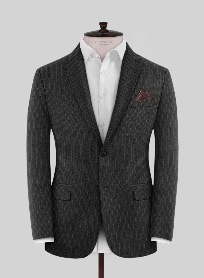 Scabal Amraso Stripe Charcoal Wool Suit - StudioSuits