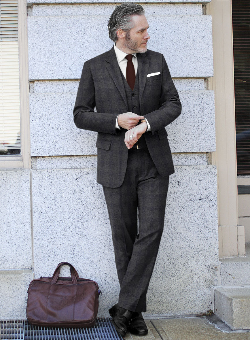 Scabal Arriol Checks Charcoal Wool Suit - StudioSuits