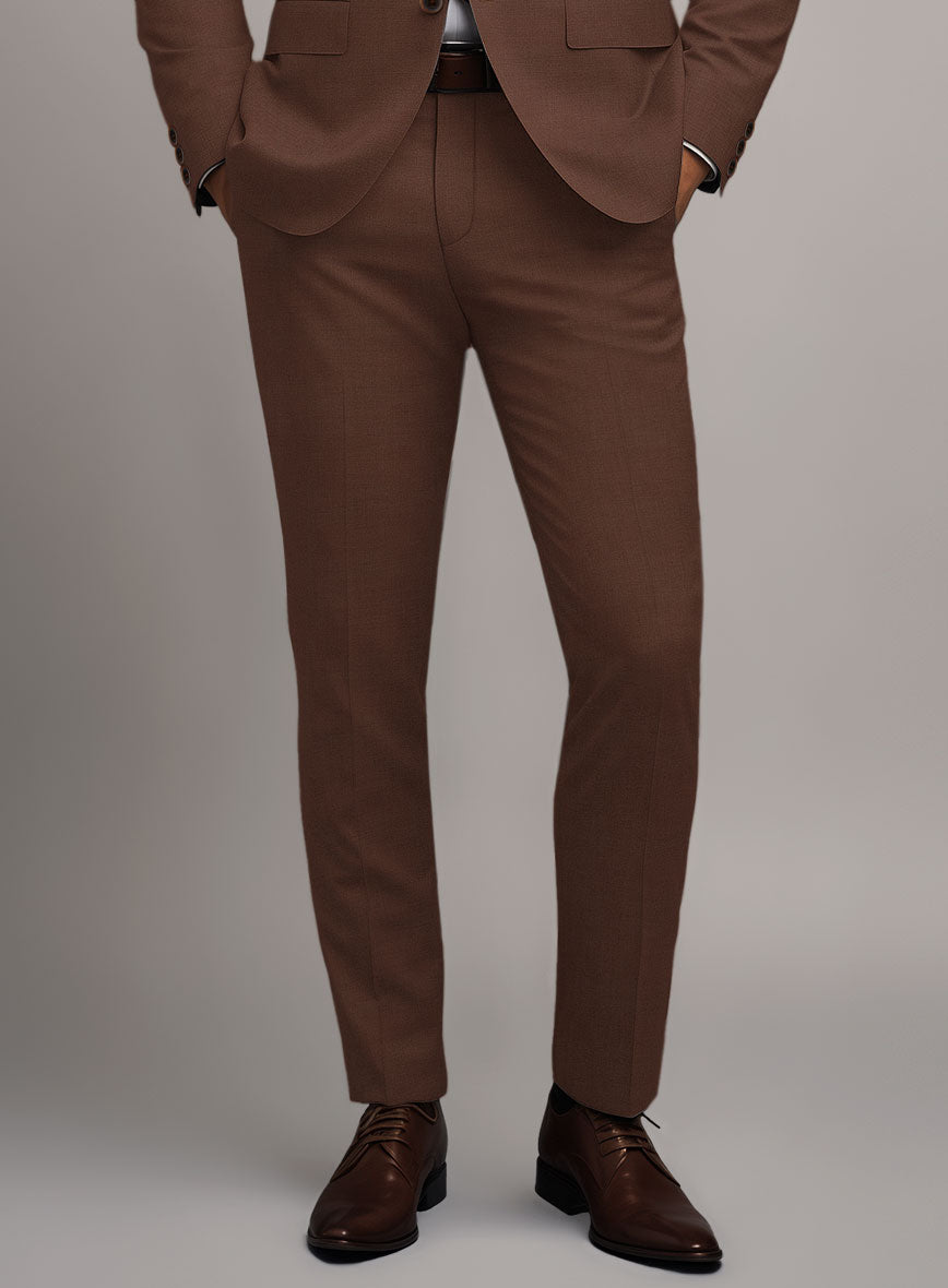 Scabal Brick Brown Wool Pants - StudioSuits