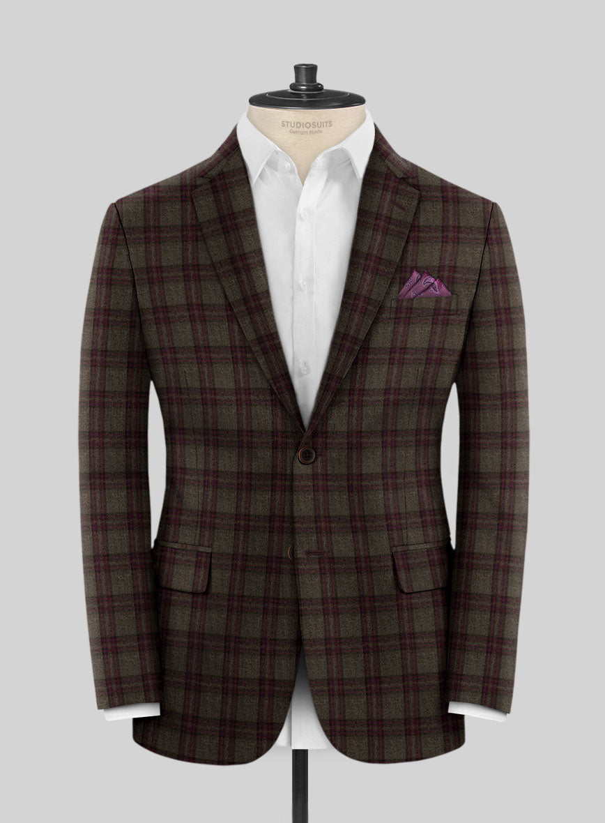 Scabal Brown Checks Wool Jacket - StudioSuits