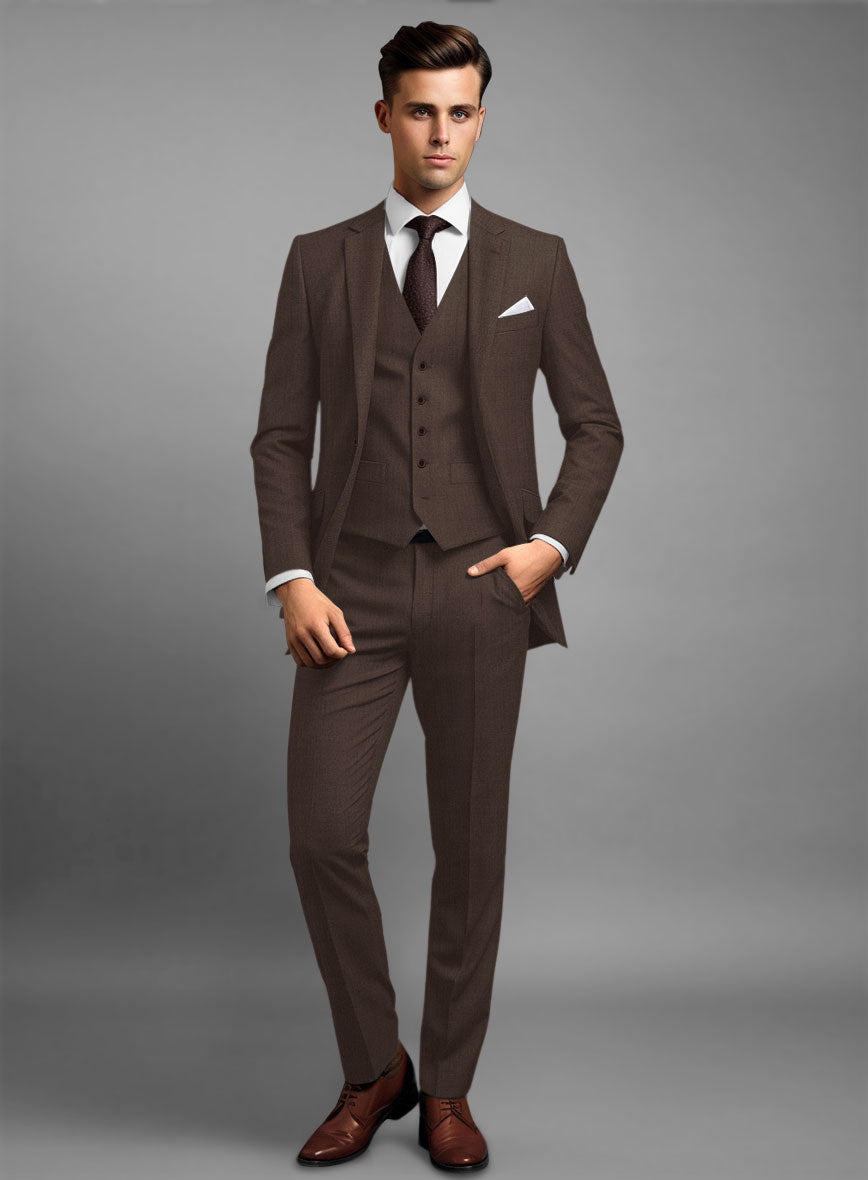 Scabal Brown Wool Suit - StudioSuits