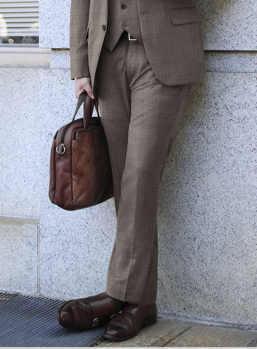 Scabal Cego Checks Brown Wool Pants - StudioSuits