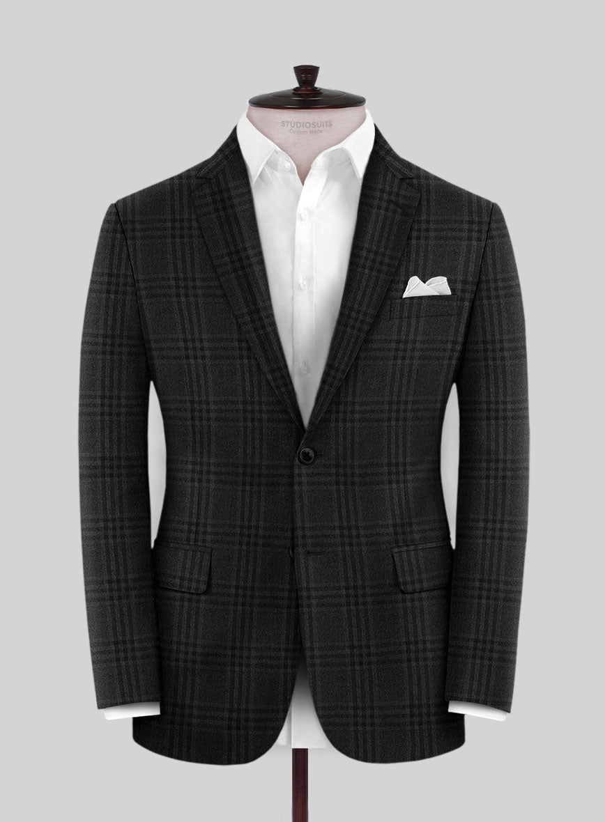 Scabal Charcoal Checks Wool Jacket - StudioSuits