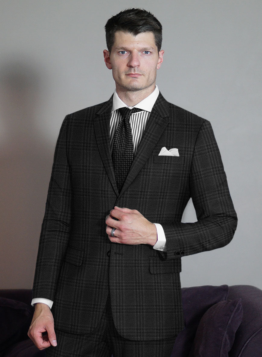 Scabal Charcoal Checks Wool Jacket - StudioSuits