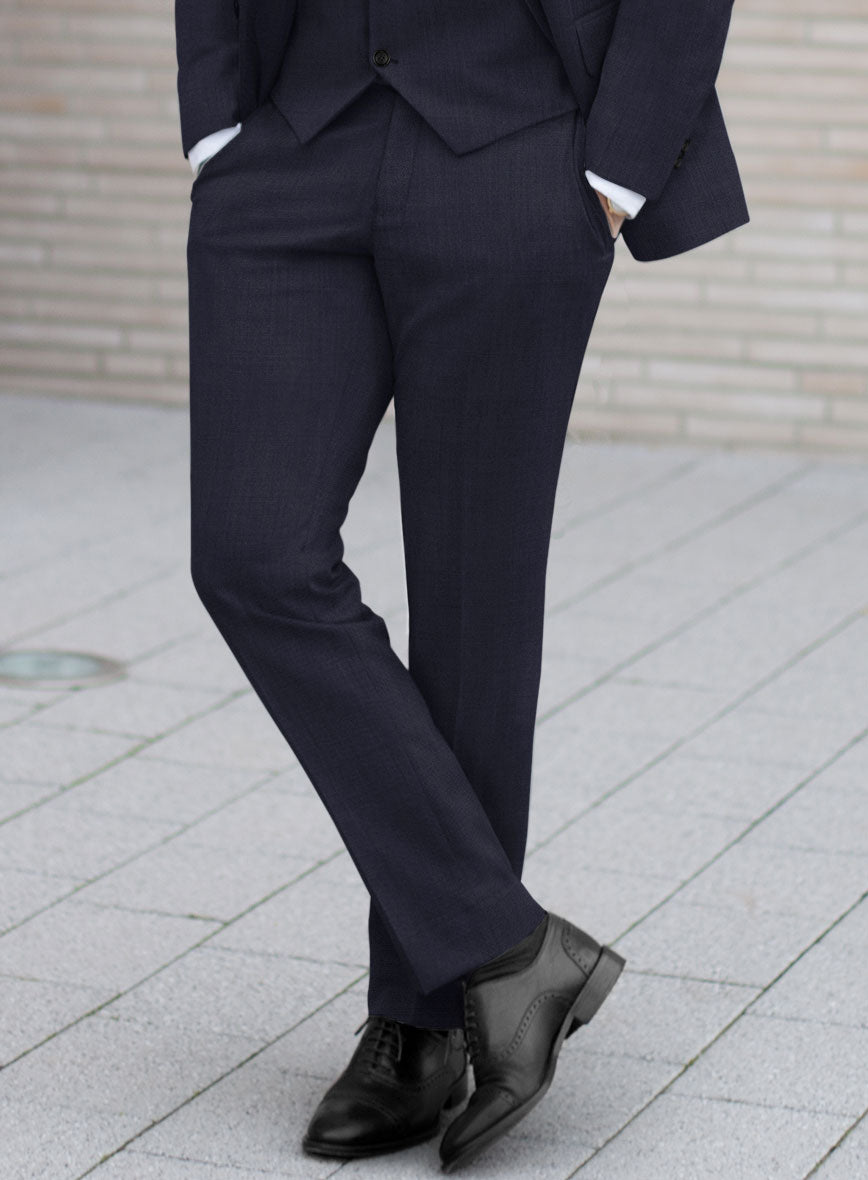 Scabal Corde Navy Blue Wool Pants - StudioSuits