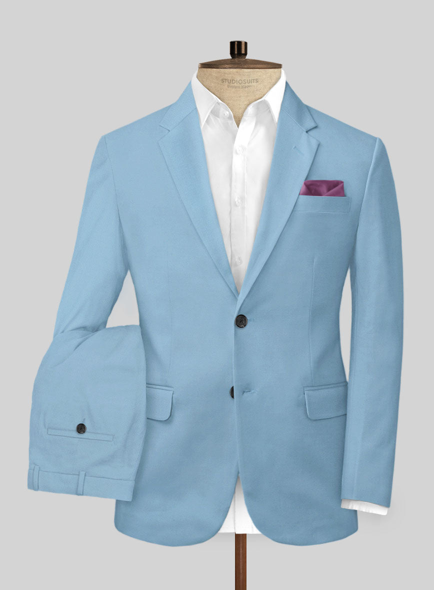 Scabal Cornflower Blue Cashmere Cotton Suit - StudioSuits