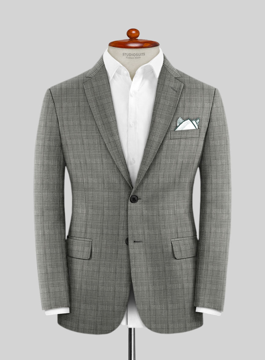 Scabal Cosmopolitan Glen Gray Wool Jacket - StudioSuits