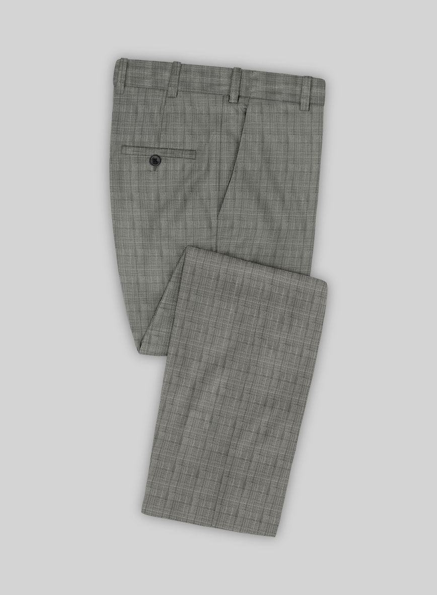 Scabal Cosmopolitan Glen Gray Wool Pants - StudioSuits