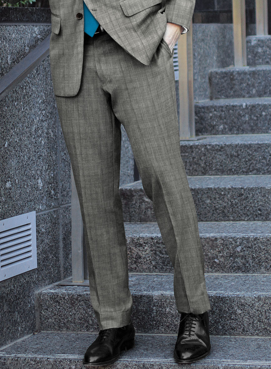 Scabal Cosmopolitan Glen Gray Wool Pants - StudioSuits