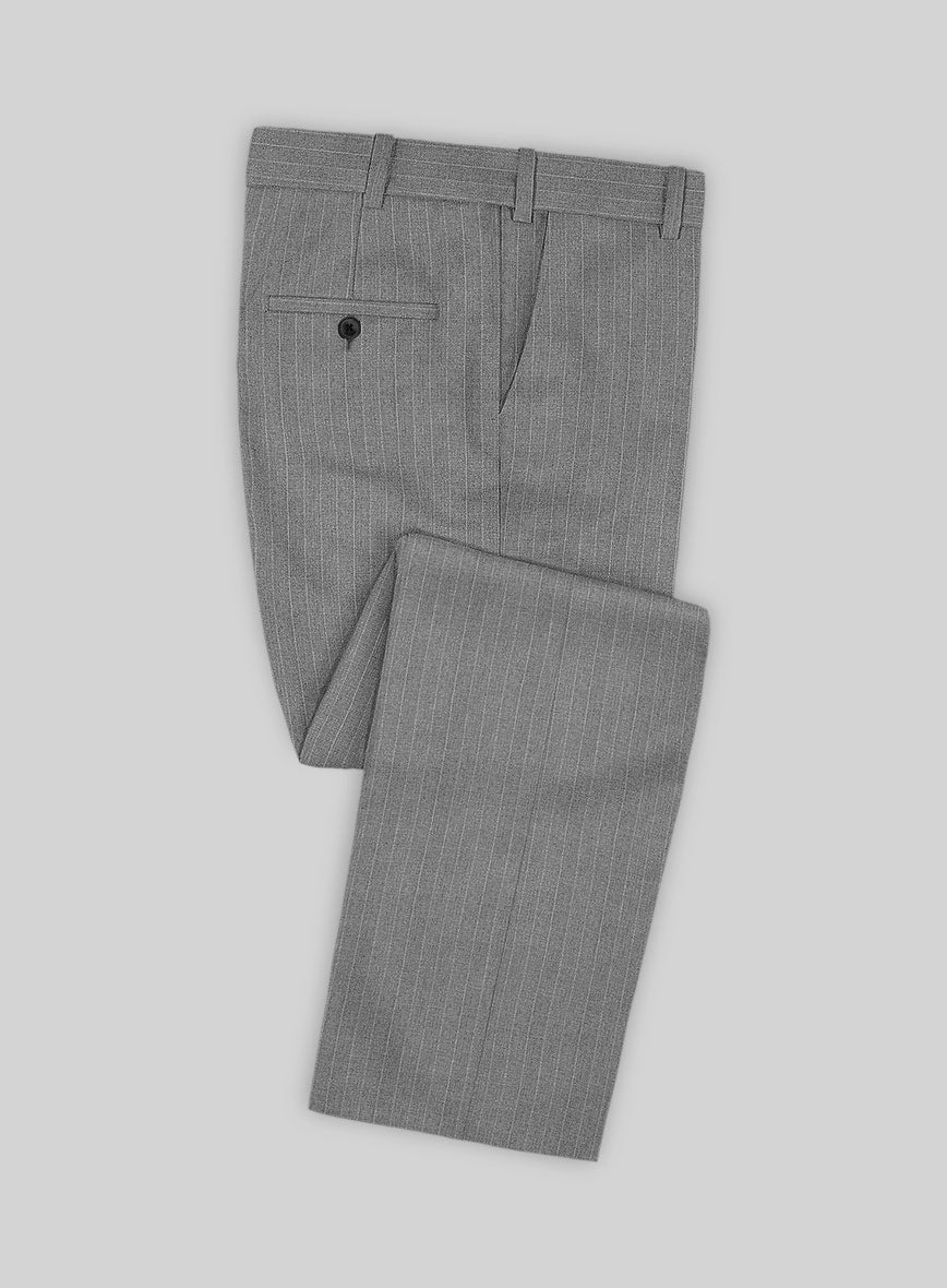 Scabal Cosmopolitan Pinstripe Gray Wool Pants - StudioSuits