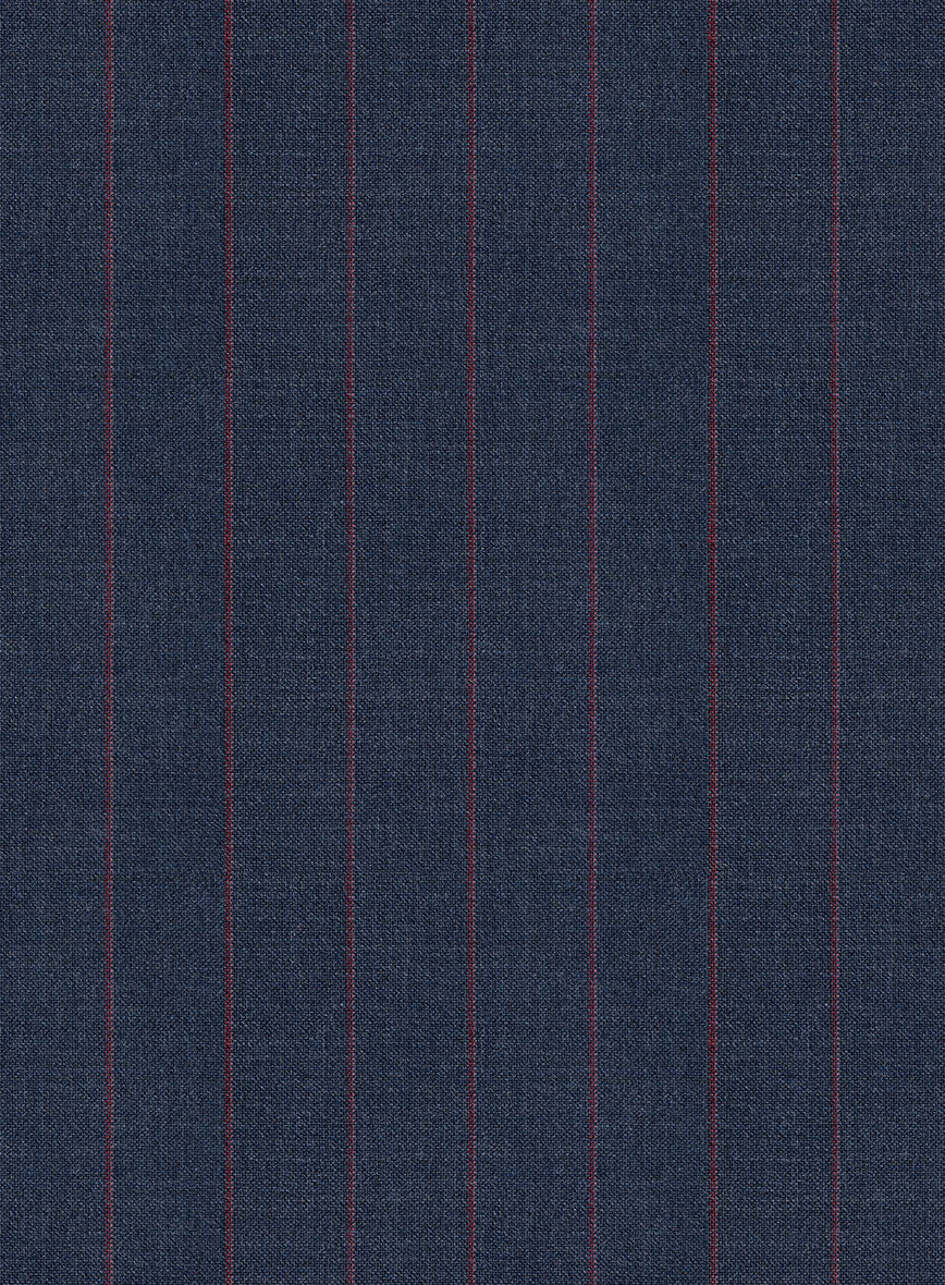 Scabal Cosmopolitan Stripe Denim Blue Wool Pants - StudioSuits