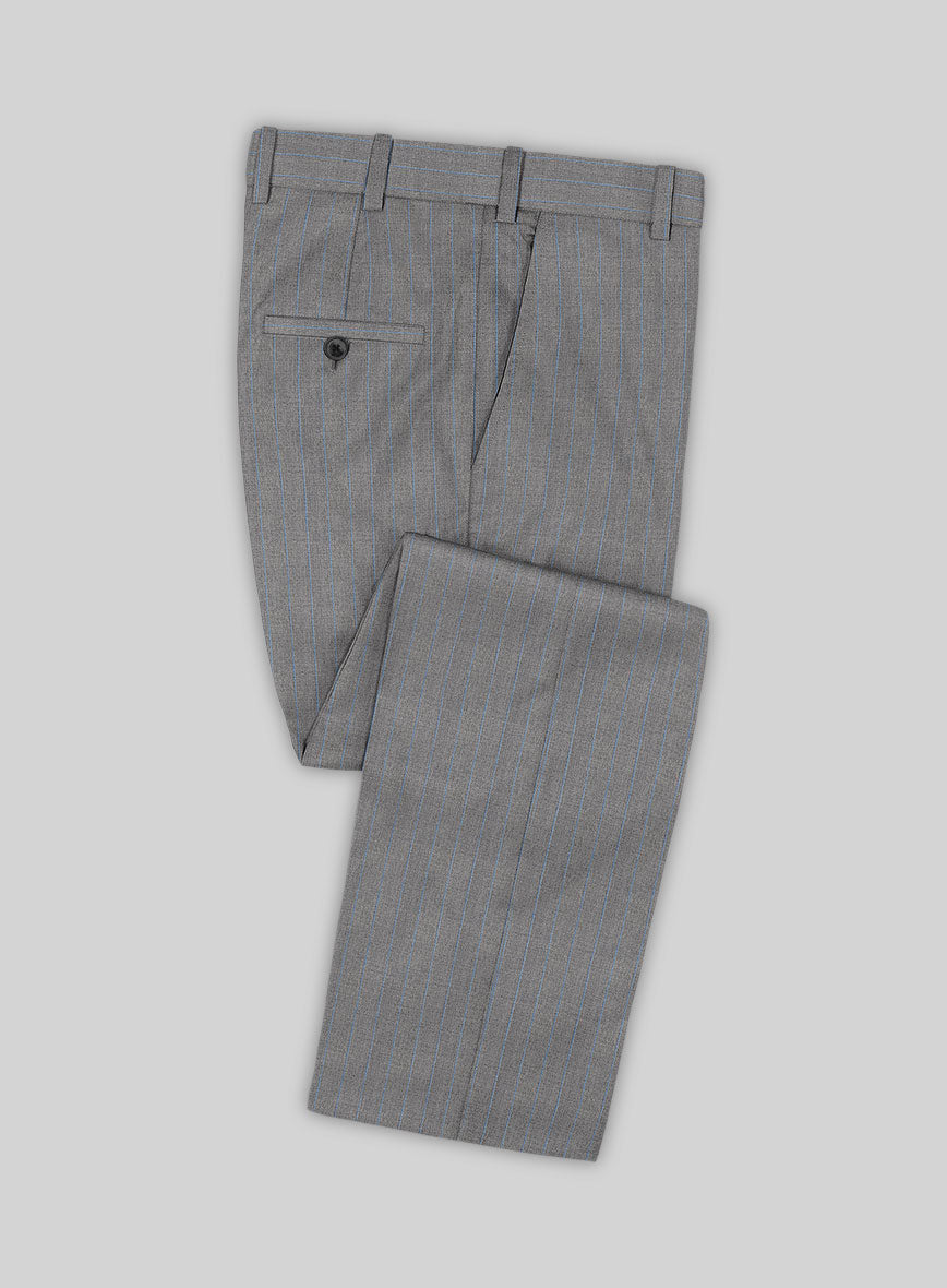 Scabal Cosmopolitan Stripe Gray Wool Pants - StudioSuits