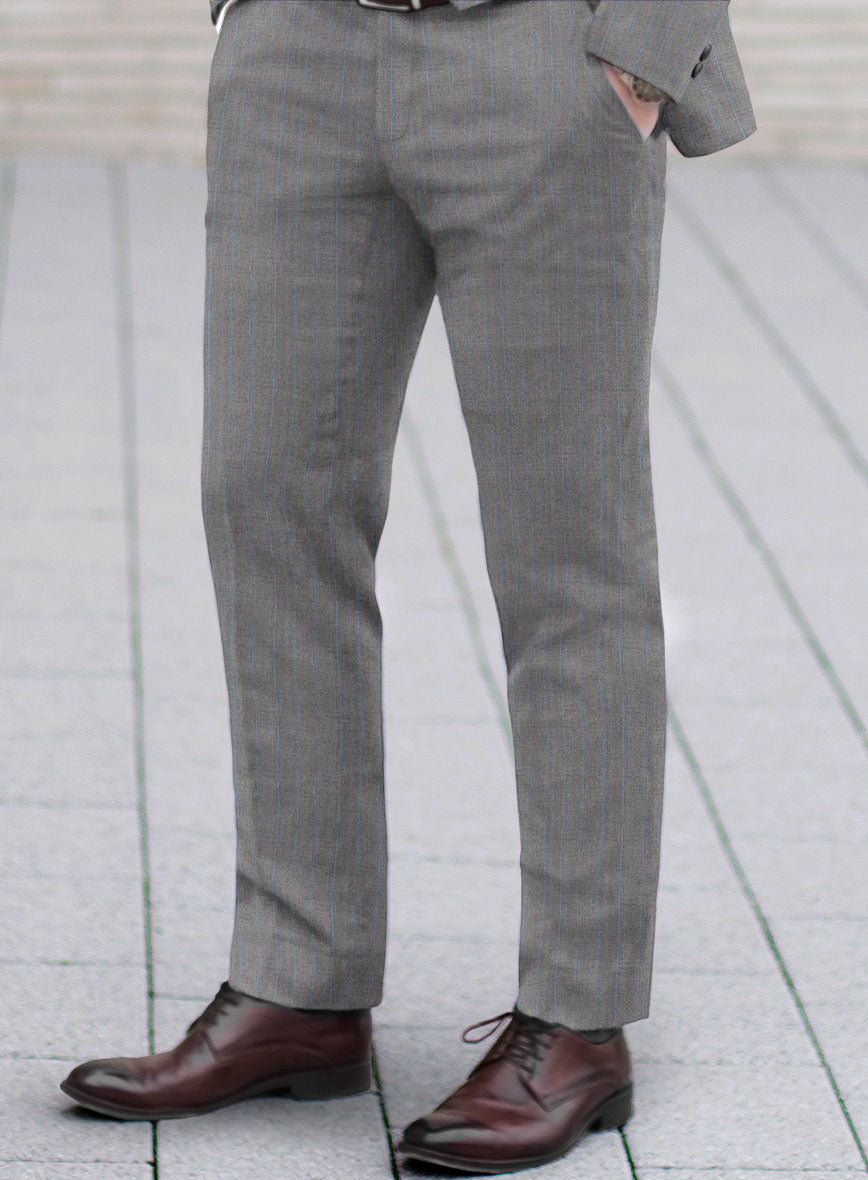 Scabal Cosmopolitan Stripe Gray Wool Pants - StudioSuits