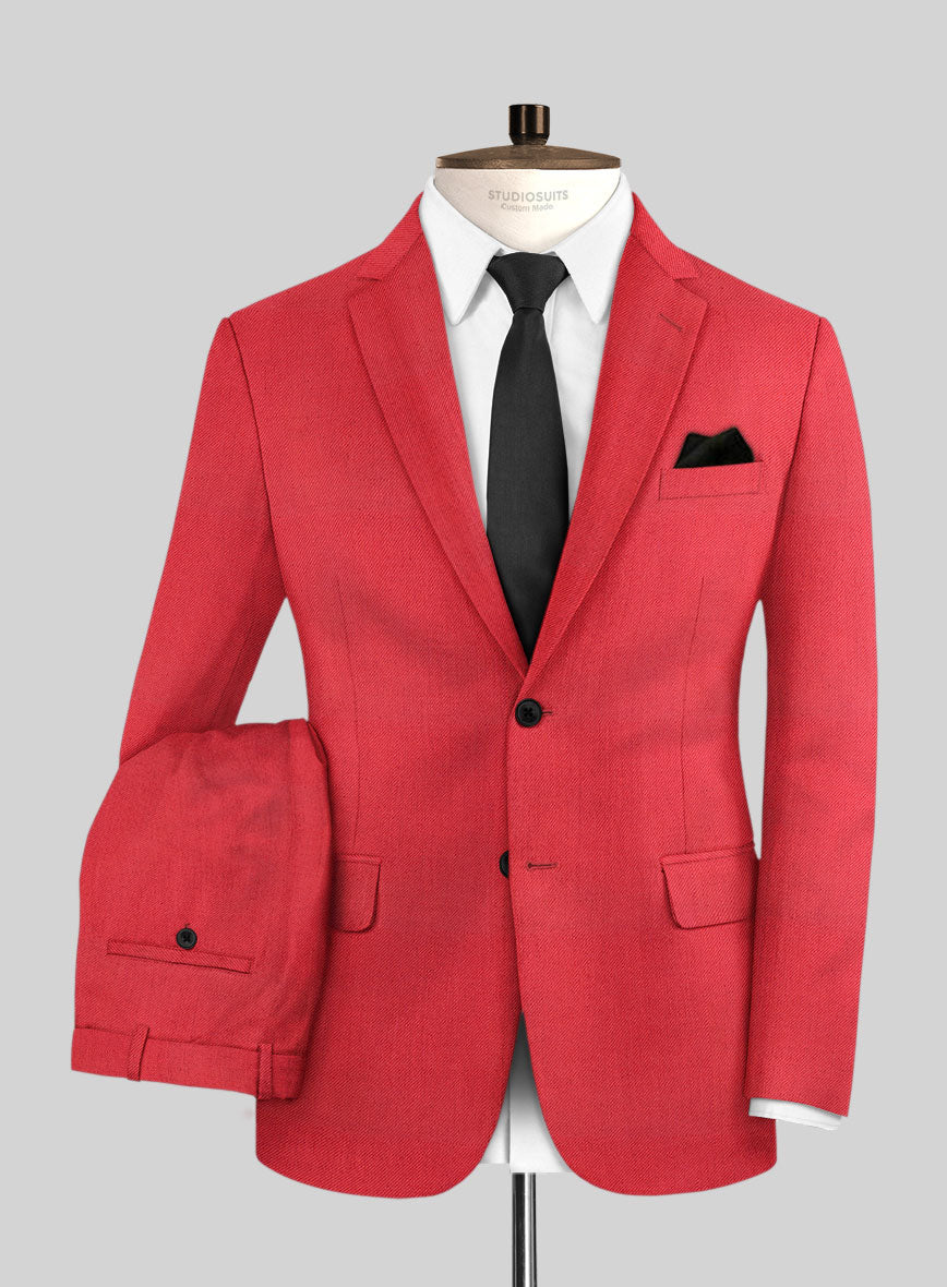 Scabal Scarlet Red Wool Suit - StudioSuits