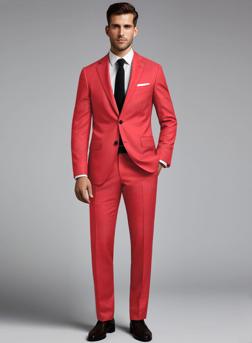 Scabal Scarlet Red Wool Suit - StudioSuits