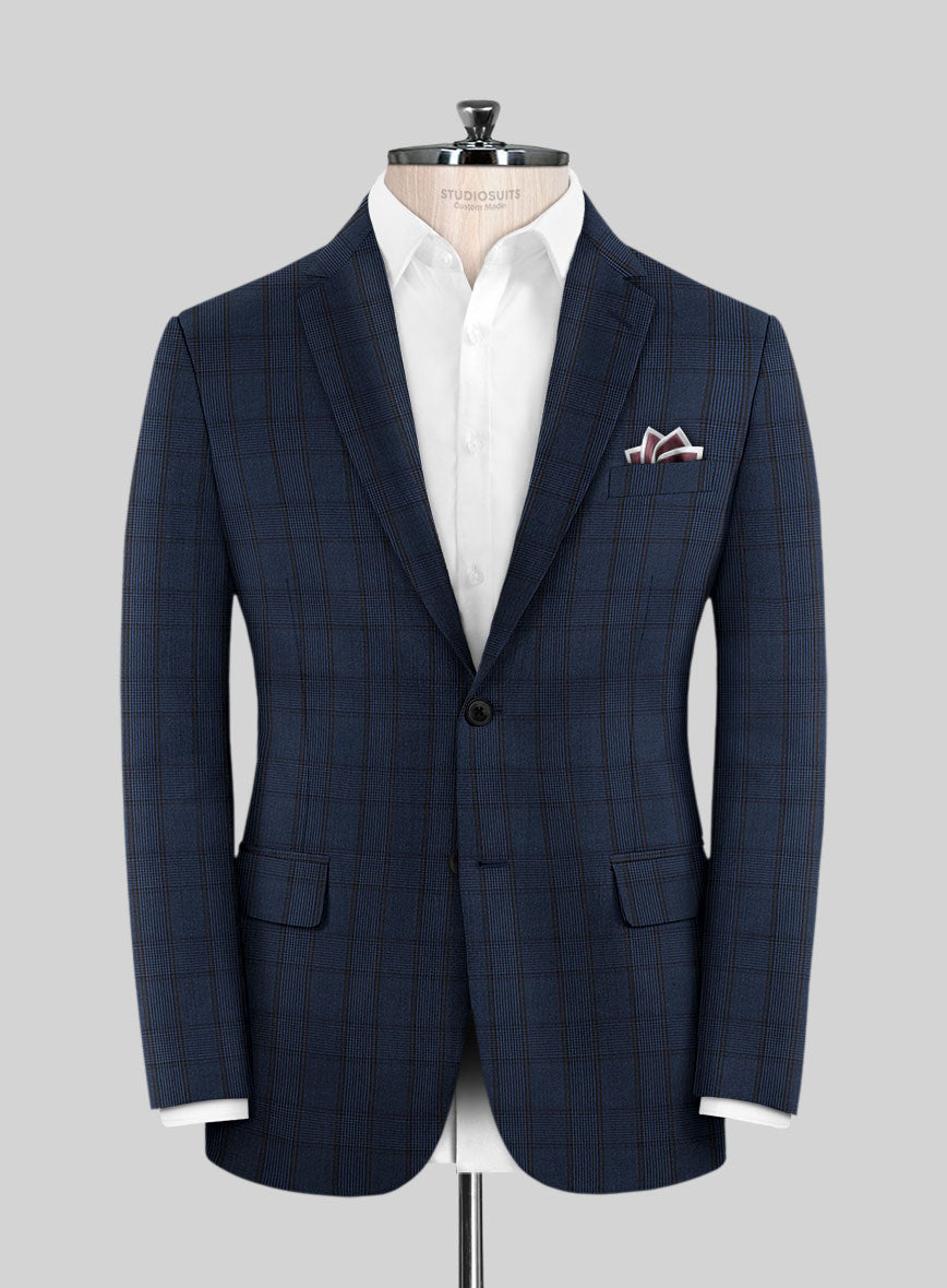 Scabal Damia Glen Blue Wool Jacket - StudioSuits