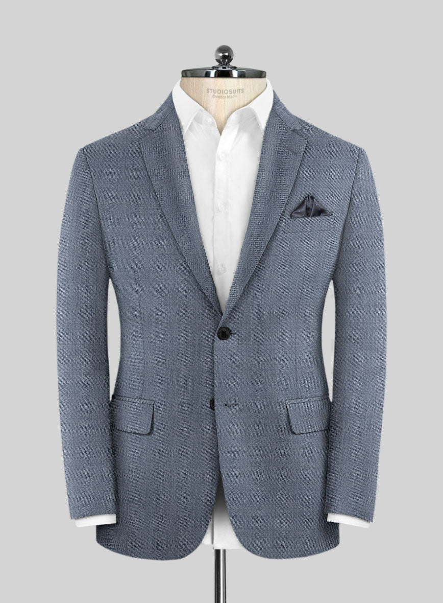 Scabal Eandi Twill Blue Wool Jacket - StudioSuits