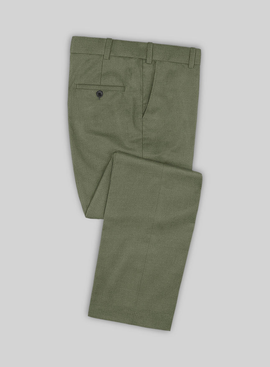 Scabal Fern Green Wool Pants - StudioSuits