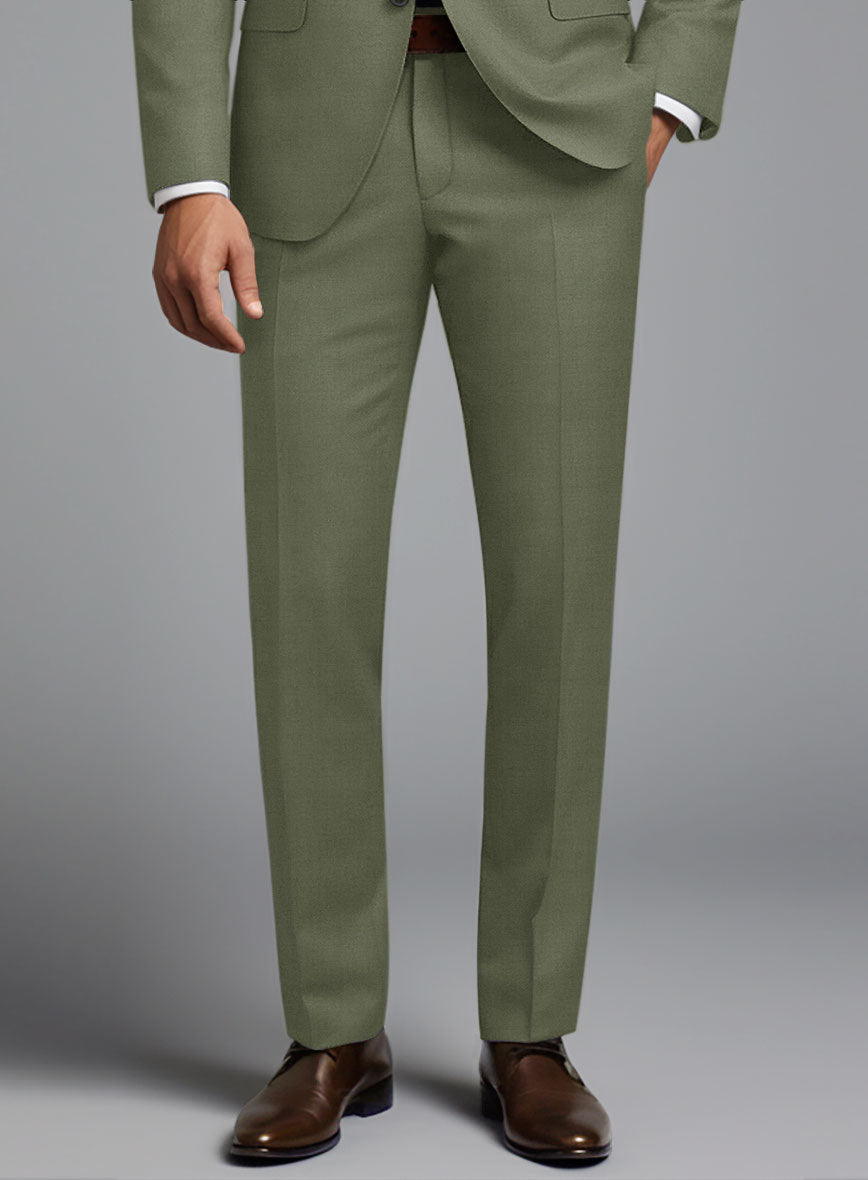 Scabal Fern Green Wool Pants - StudioSuits