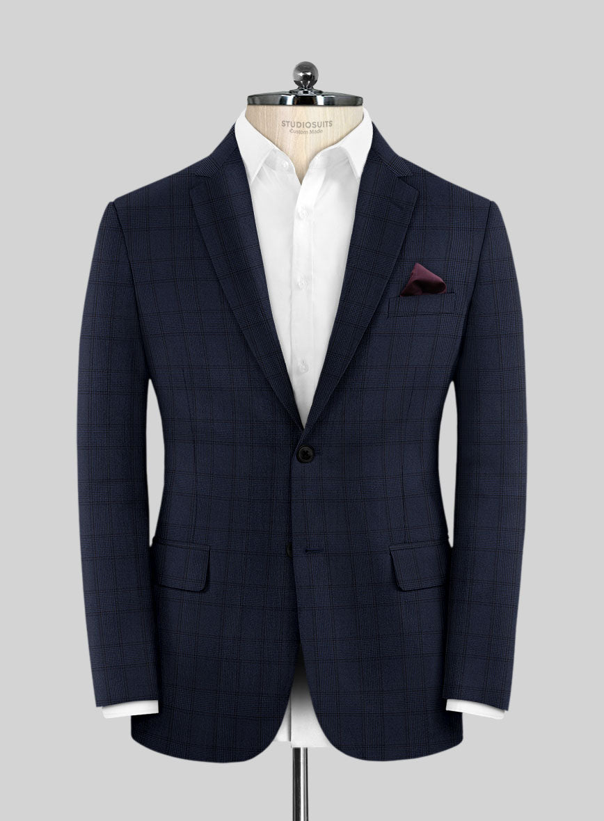 Scabal Gilu Glen Blue Wool Jacket - StudioSuits