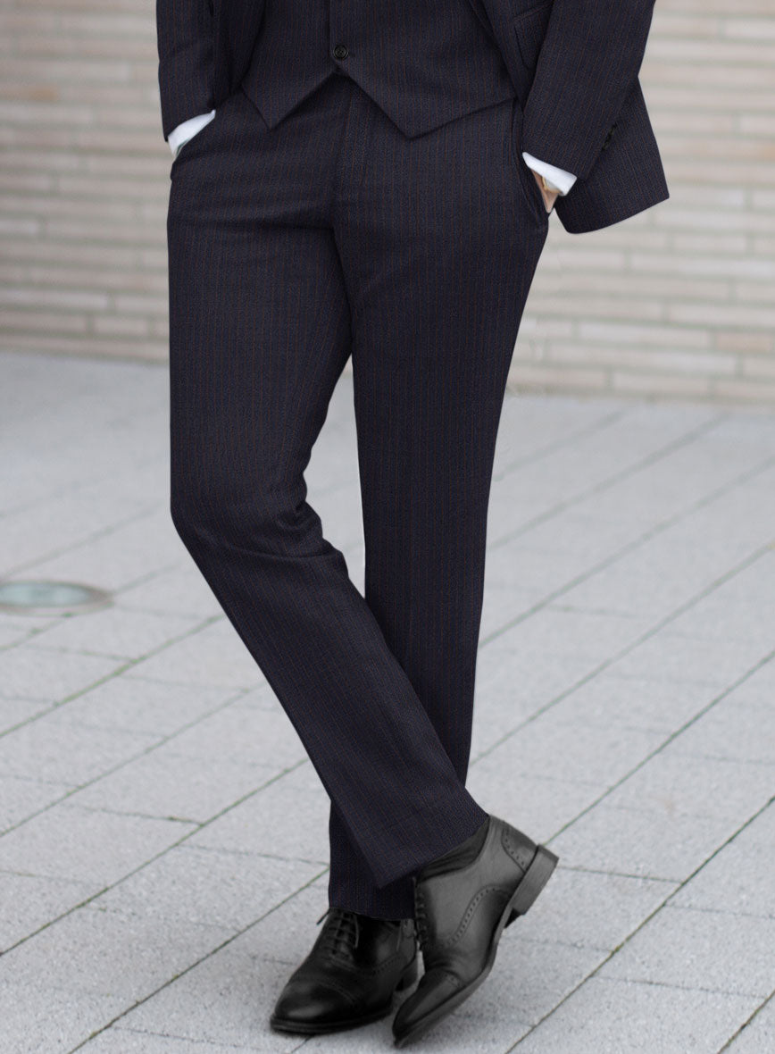 Scabal Hernal Stripe Blue Wool Pants - StudioSuits