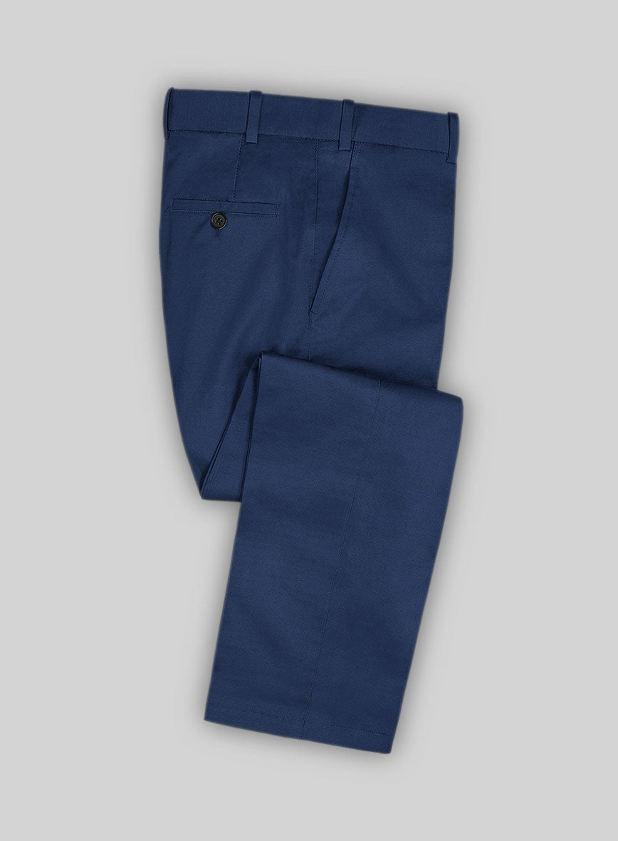 Scabal Indigo Blue Cotton Stretch Pants - StudioSuits