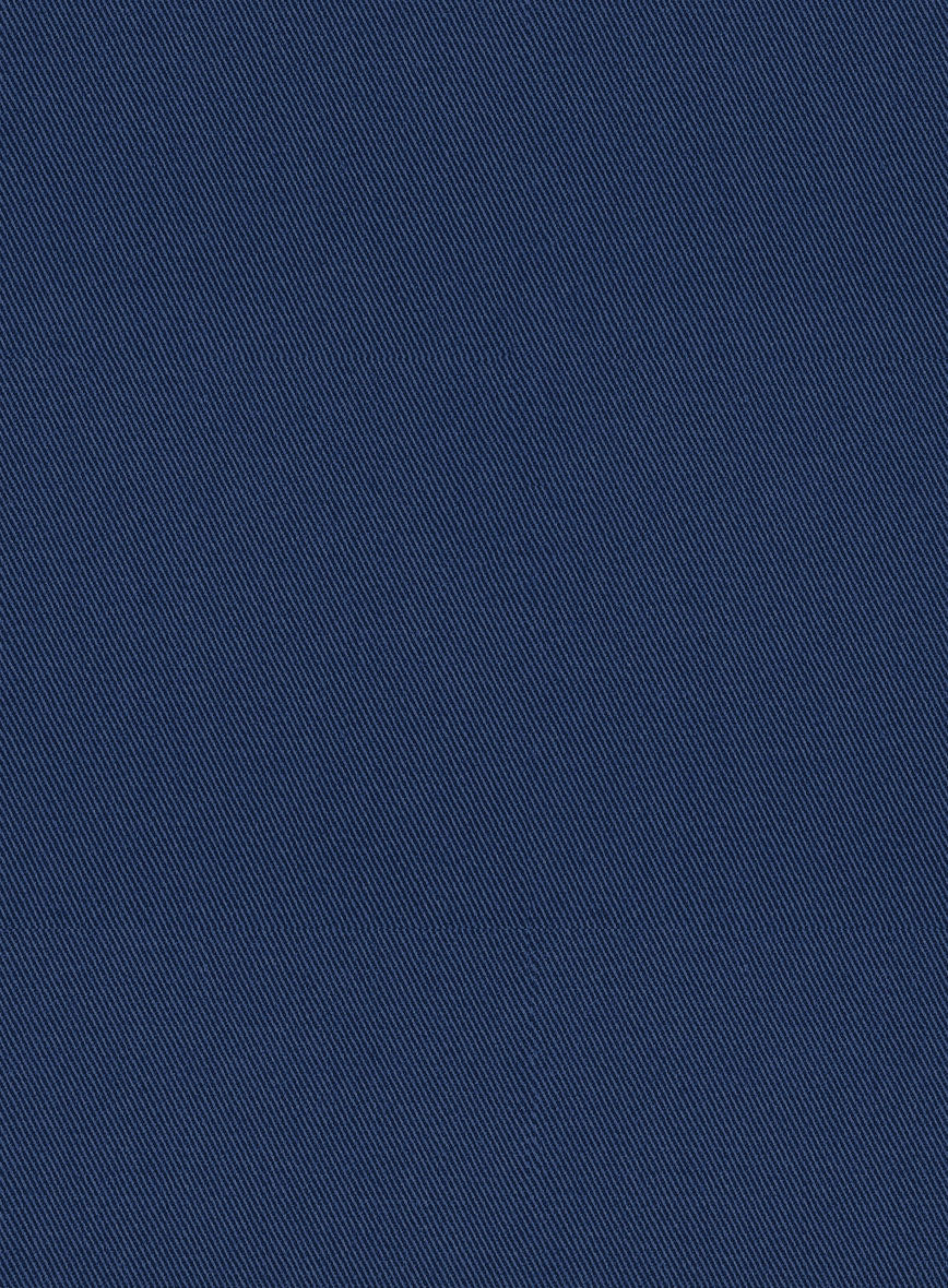 Scabal Indigo Blue Cotton Stretch Pants - StudioSuits