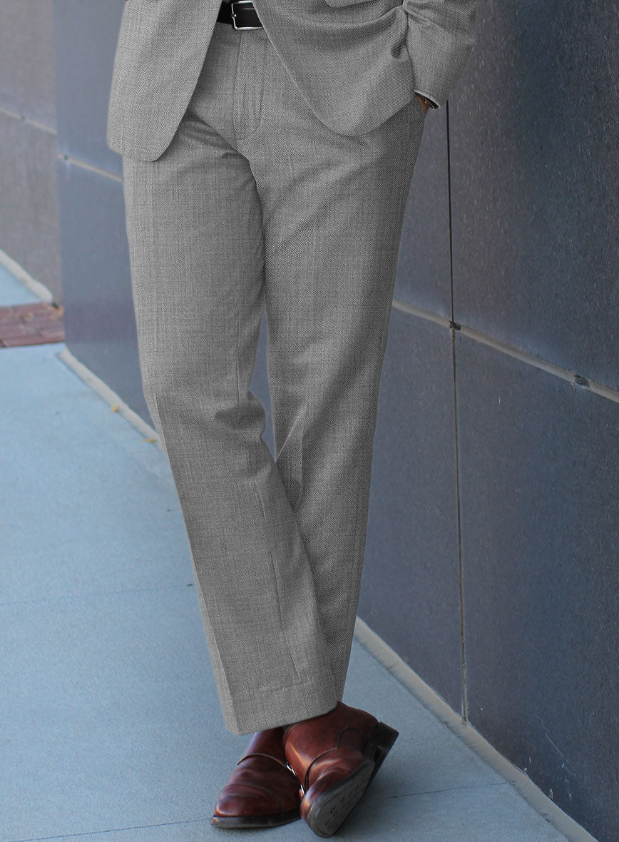 Scabal Jacobi Twill Gray Wool Pants - StudioSuits