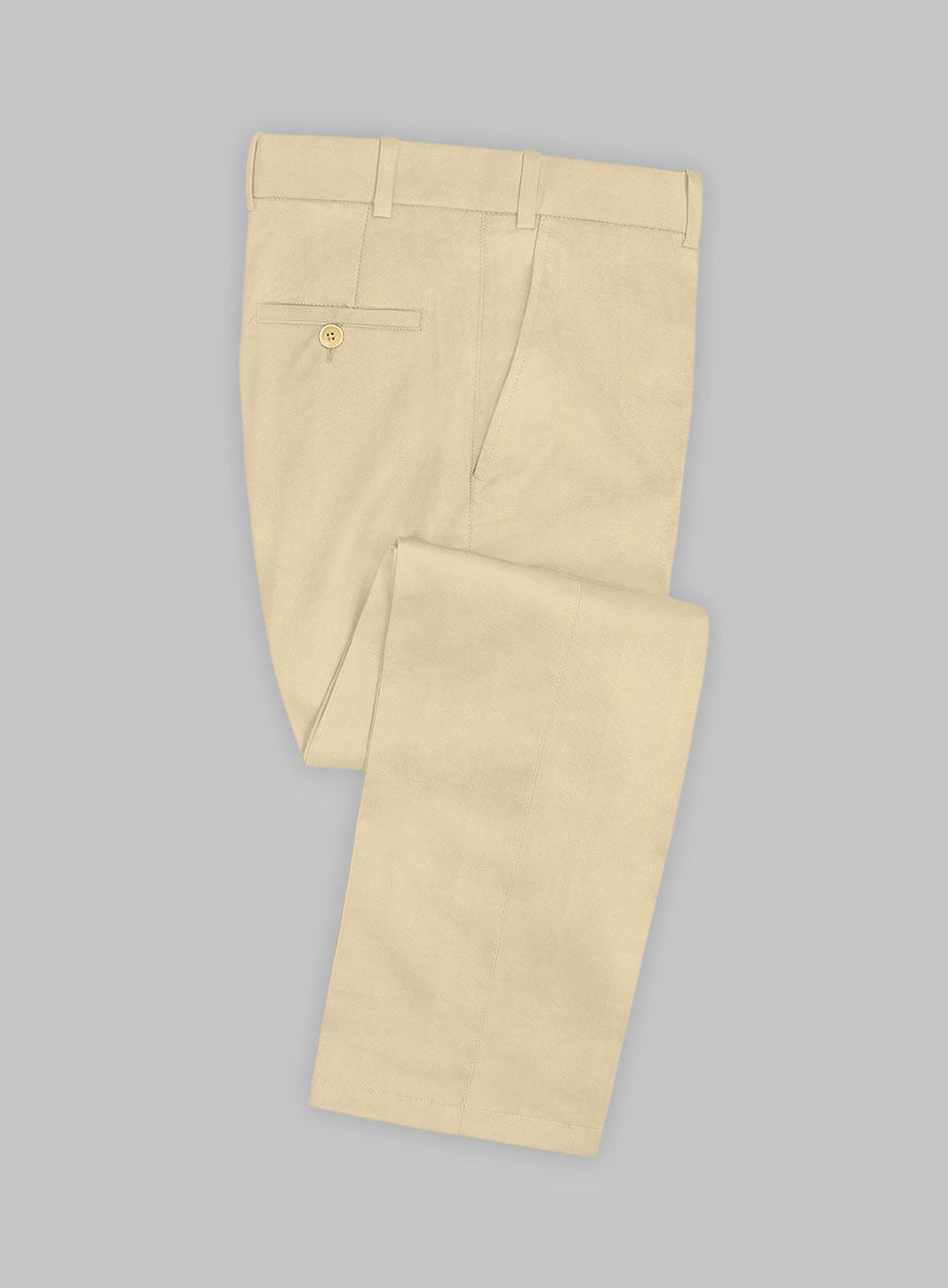 Scabal Latte Beige Cotton Stretch Pants - StudioSuits