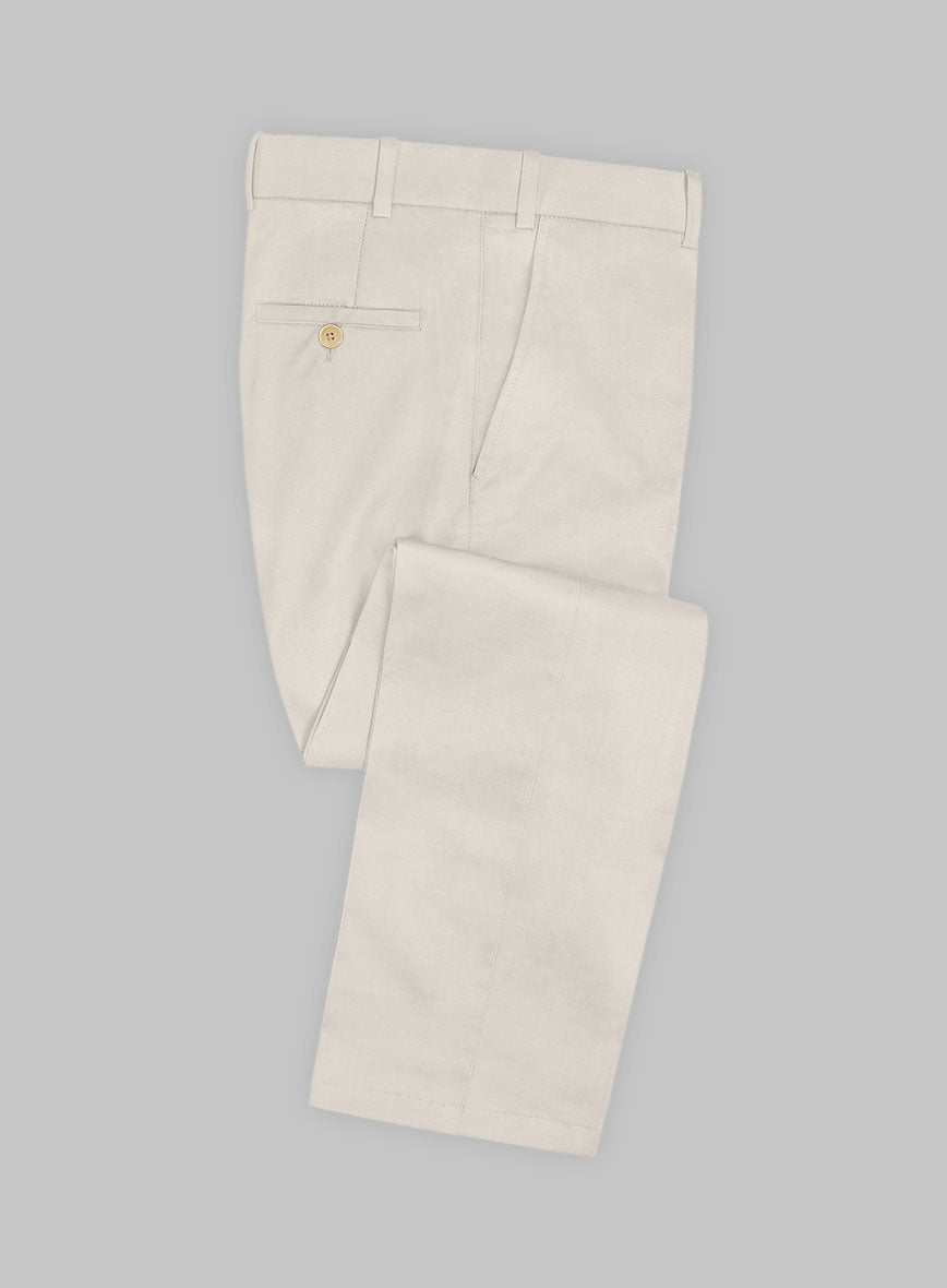 Scabal Light Beige Cashmere Cotton Pants - StudioSuits