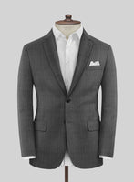 Scabal Lisco Windowpane Gray Wool Suit - StudioSuits