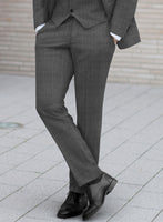 Scabal Lisco Windowpane Gray Wool Suit - StudioSuits