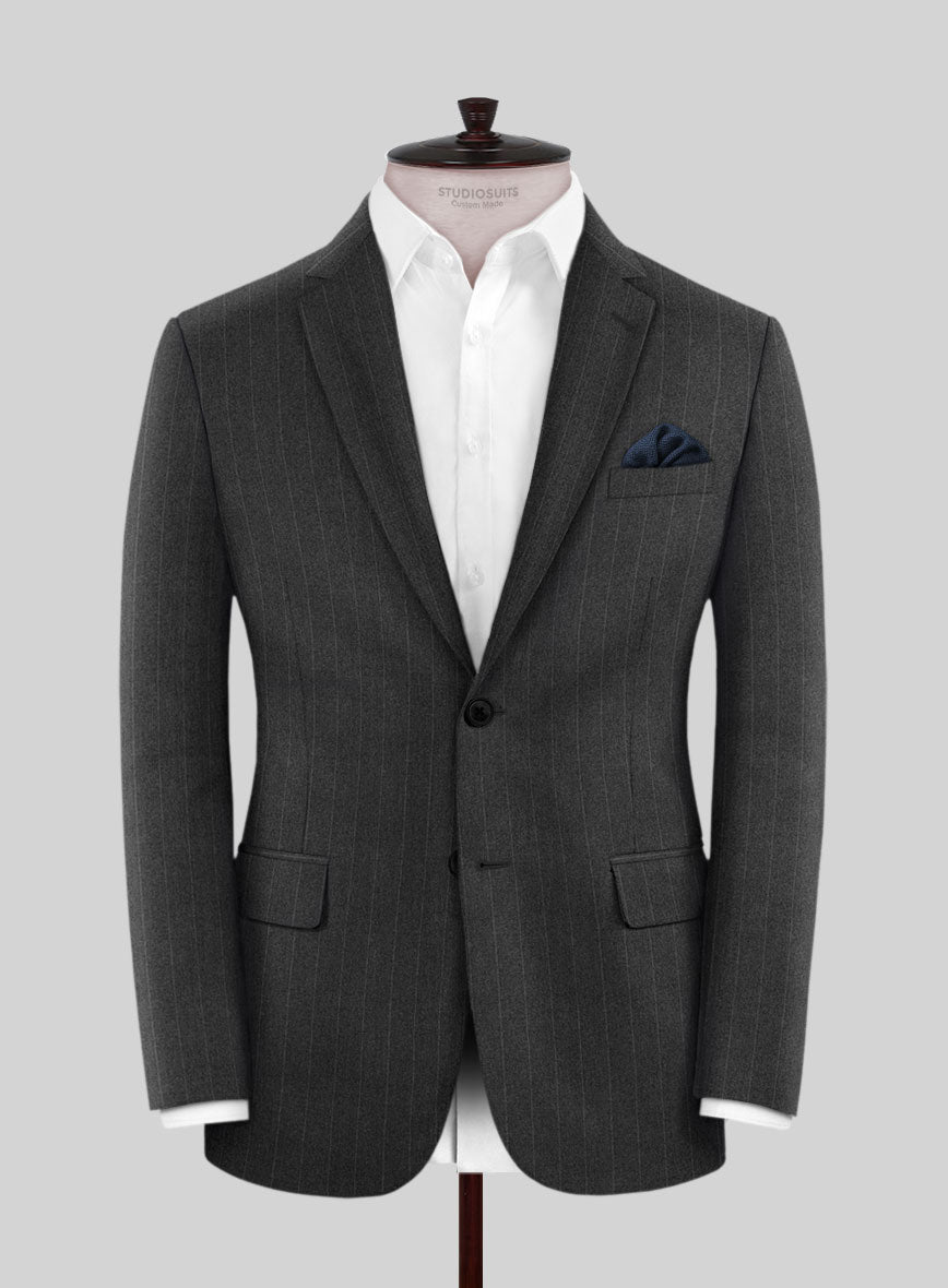 Scabal Litni Stripe Gray Wool Suit - StudioSuits