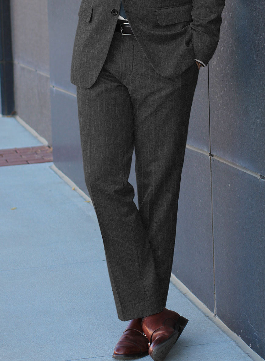 Scabal Litni Stripe Gray Wool Suit - StudioSuits