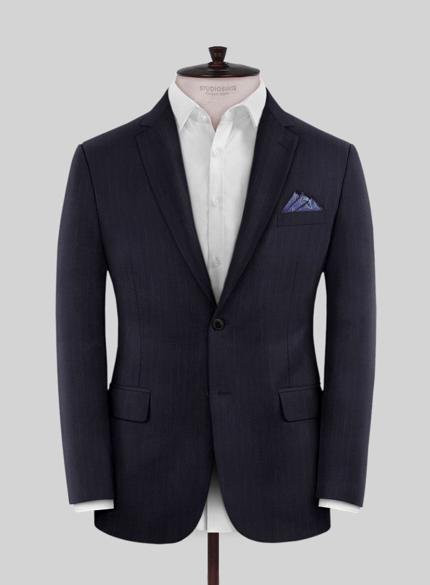 Scabal Londoner Corta Stripe Blue Wool Jacket - StudioSuits