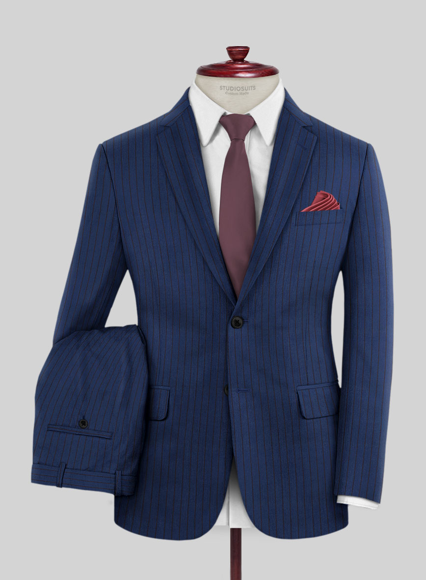 Scabal Londoner Deli Stripe Blue Wool Suit - StudioSuits