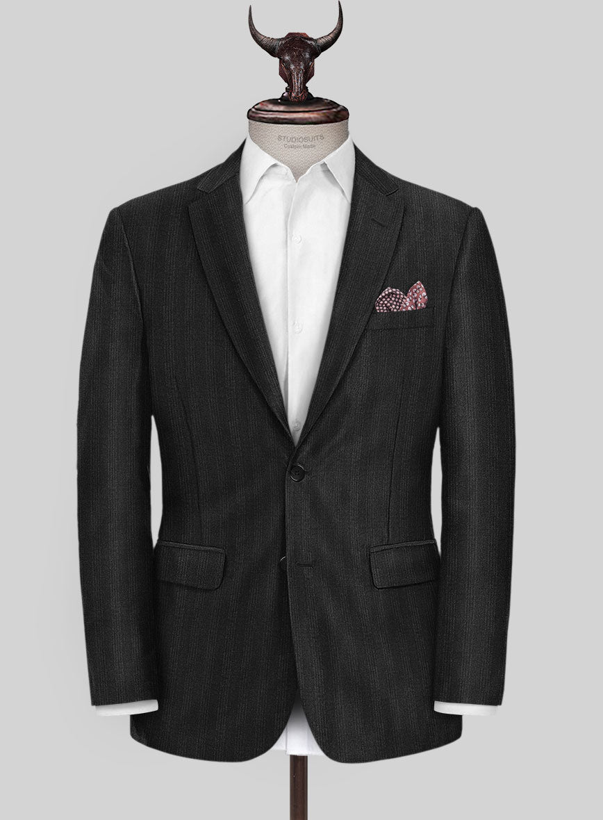 Scabal Londoner Emingo Stripe Charcoal Wool Jacket - StudioSuits