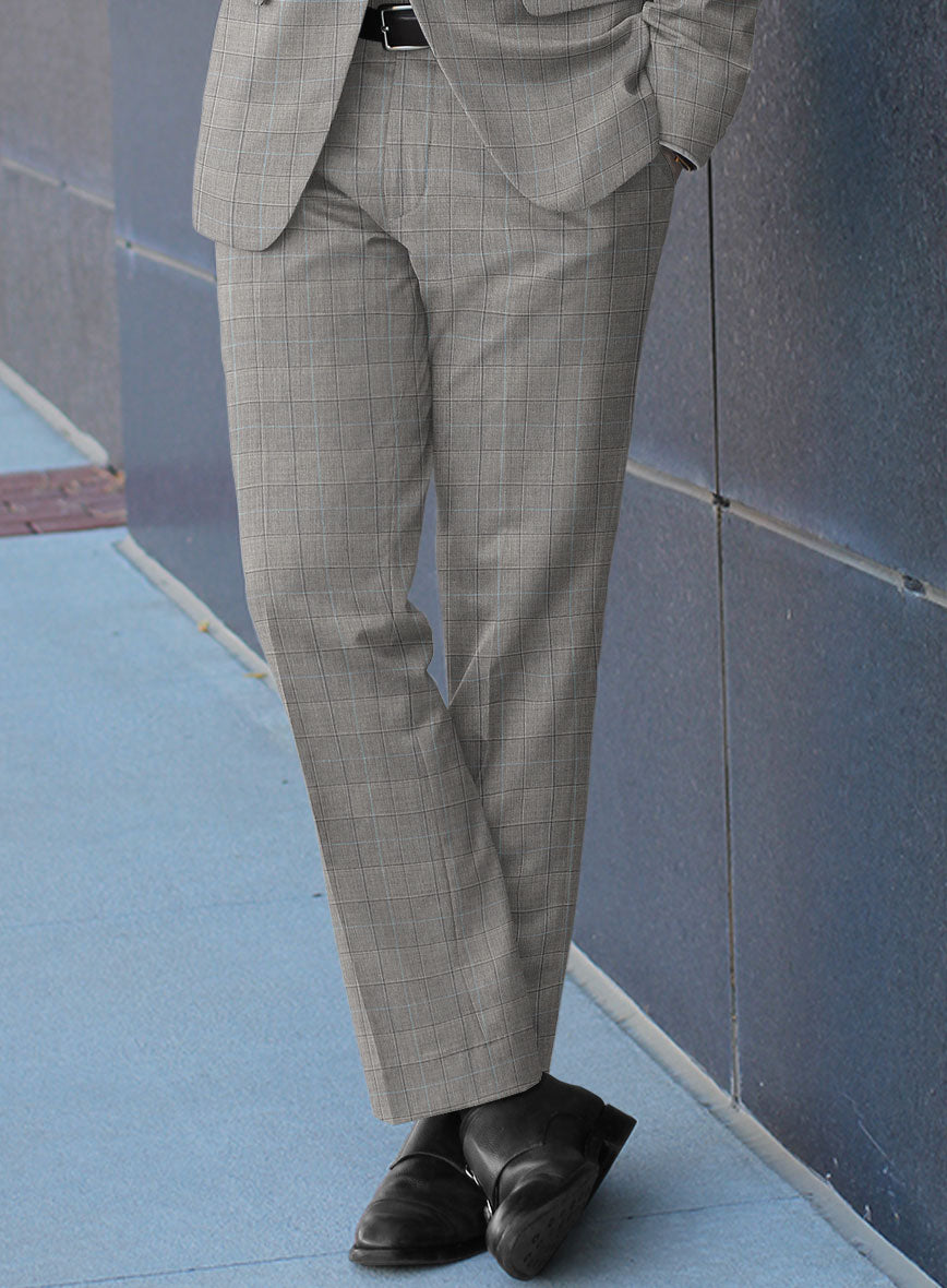 Scabal Londoner Glen Gray Wool Pants - StudioSuits