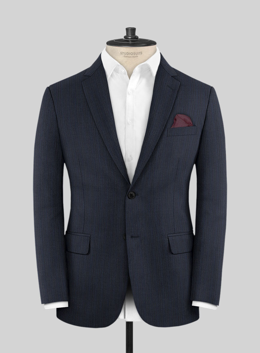 Scabal Londoner Jolge Stripe Blue Wool Suit - StudioSuits