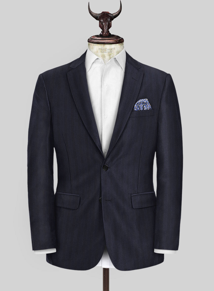 Scabal Londoner Manpa Stripe Blue Wool Suit - StudioSuits