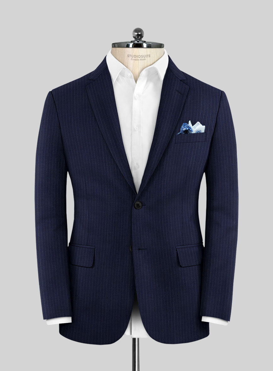 Scabal Londoner Mence Stripe Blue Wool Suit - StudioSuits