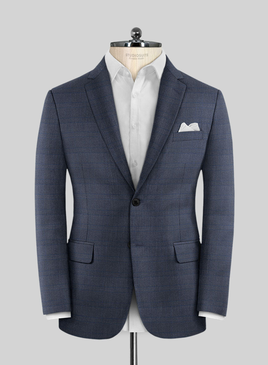 Scabal Londoner Olfoda Checks Blue Wool Suit - StudioSuits