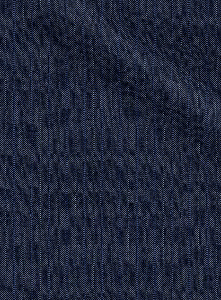 Scabal Londoner Sarcos Stripe Blue Wool Pants - StudioSuits