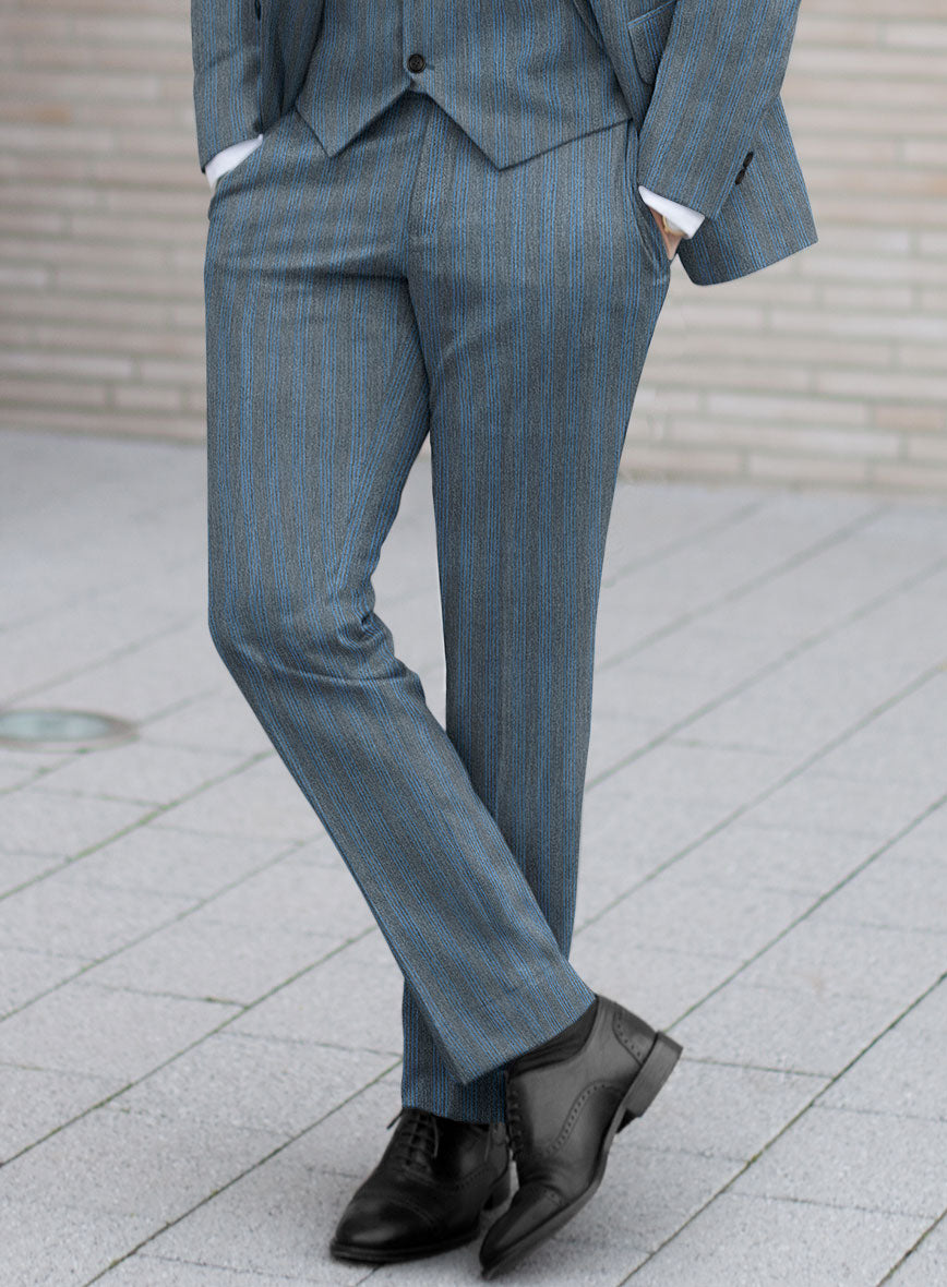 Scabal Londoner Struci Stripe Gray Wool Pants - StudioSuits